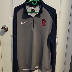 Nike Boston Red Sox Navy Blue and Gray Quarter-Zip Top